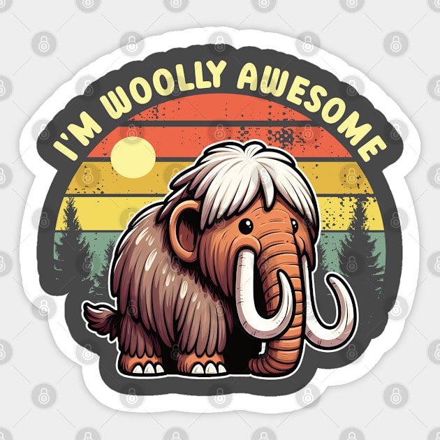 Woolly Mammoth I'm Woolly Awesome Kawaii Mammoth Sticker by Marveloso